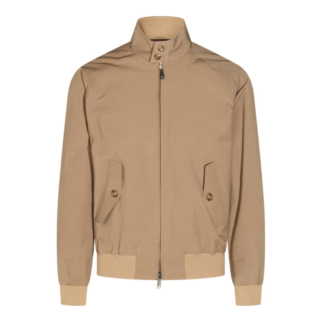 Baracuta Beige Zip-Up Jacket With Stand Collar And Buttoned Flap Pockets