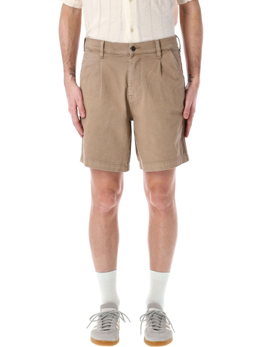 Corridor Khaki Heavy Cotton Twill Pleated Shorts