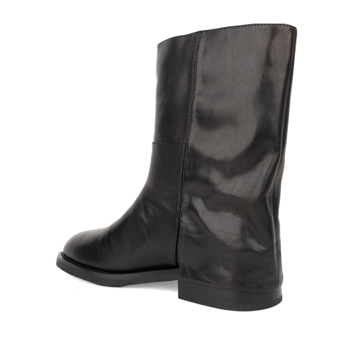 Sergio Moretti Black Minimalist Smooth Leather Side Zipper Boots