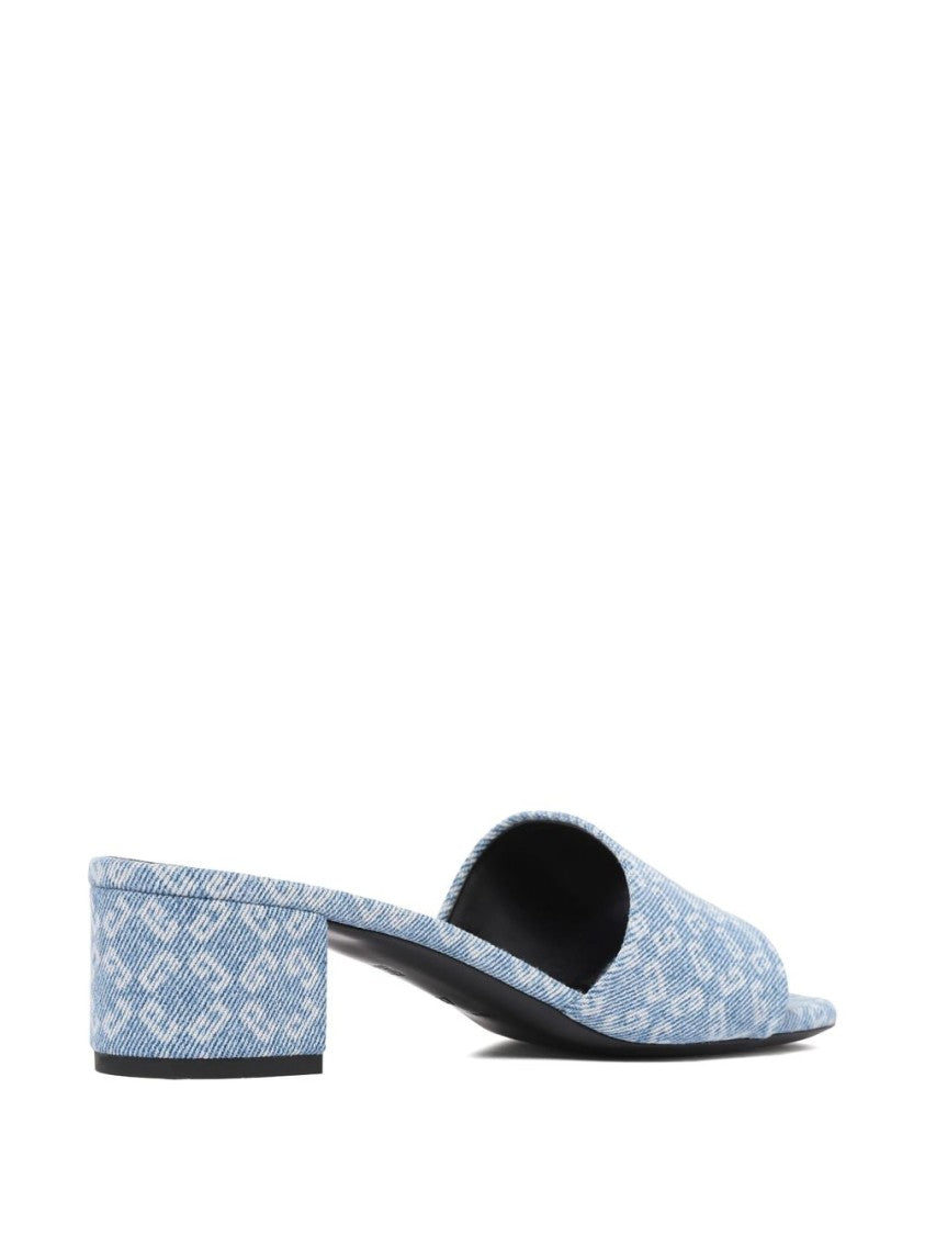 Givenchy Blue Low Block Heel Square Sandals