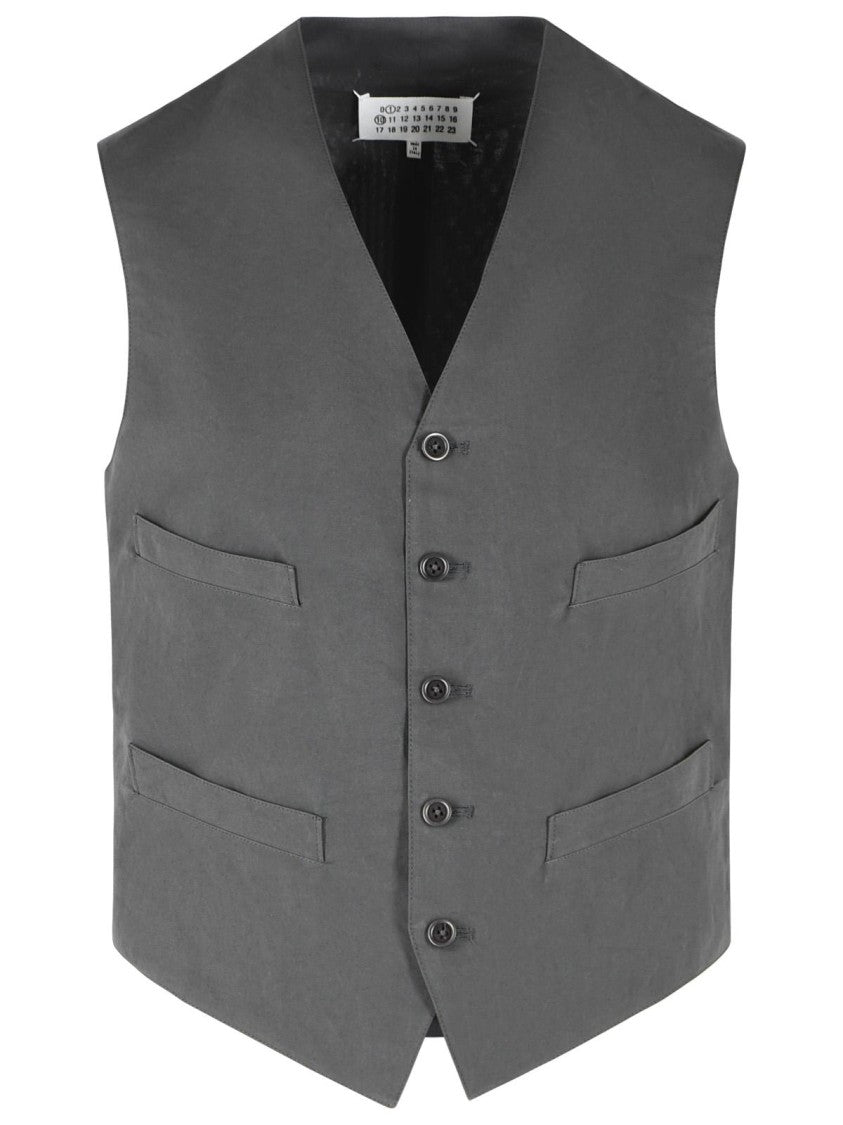 Maison Margiela Grey Cotton And Silk Vest