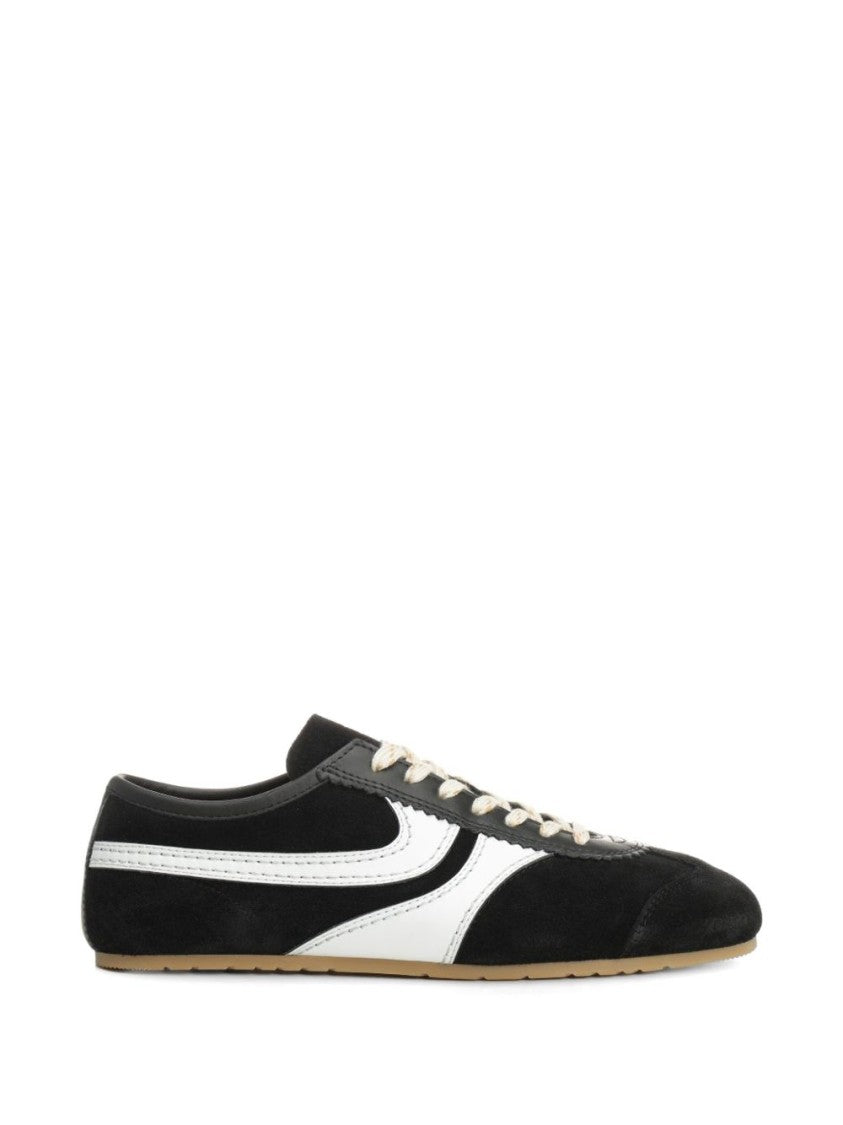 Dries Van Noten Black Suede Sneakers With Contrasting White Details