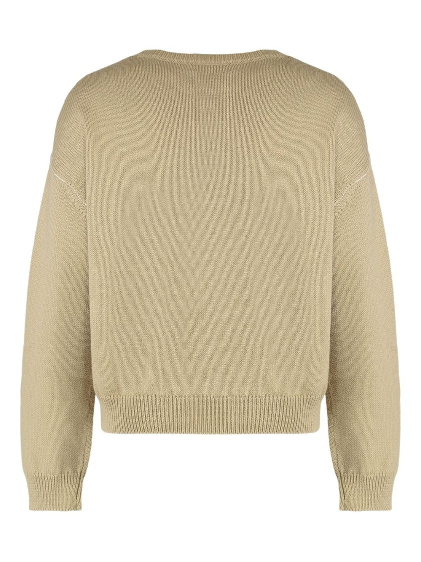 A.P.C. Beige Contrasting Logo Wool Sweater