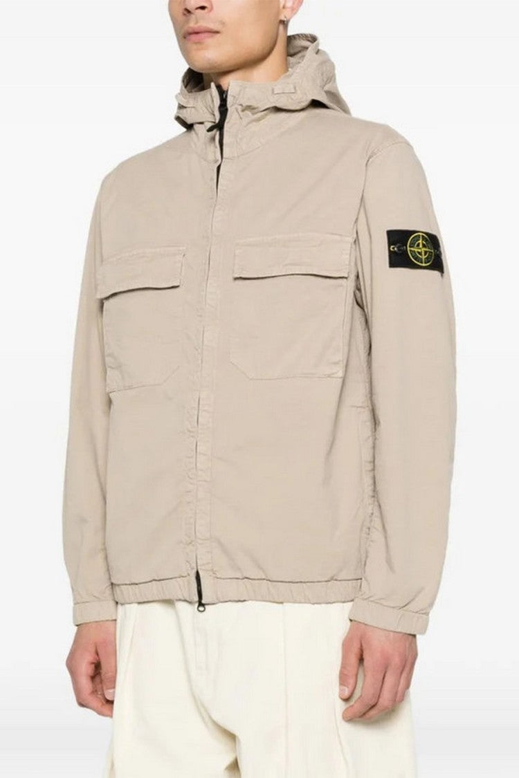 Stone Island Beige Hooded Cotton-Blend Jacket