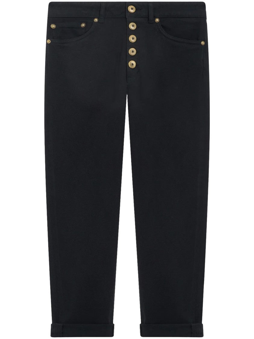 Dondup Loose-Fit Cropped Trousers With Gold-Tone Button Detail