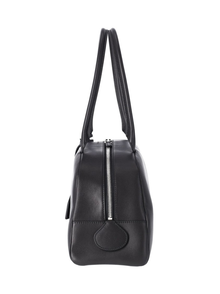 Courrèges Shoulder Bag "Monday" In Smooth Black Calf Leather
