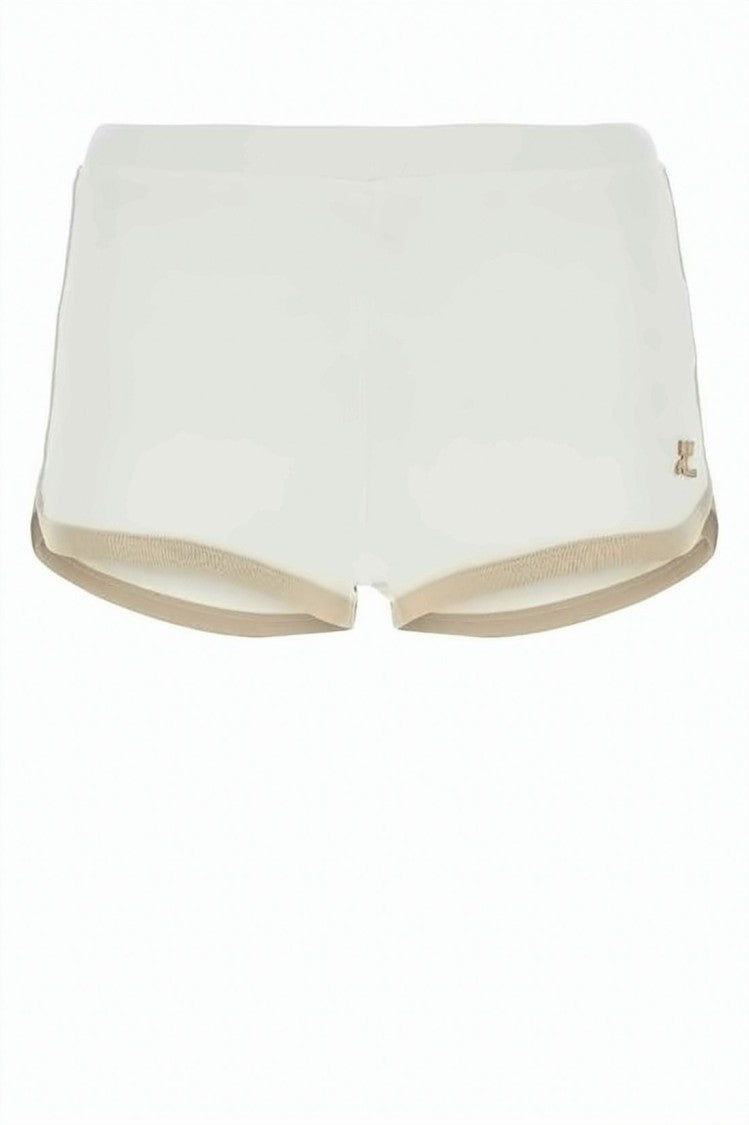 Courrèges Minimalist White Shorts With Subtle Trim And Curved Hem