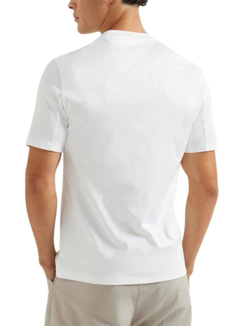 Brunello Cucinelli Classic White Short-Sleeve T-Shirt With Subtle Print