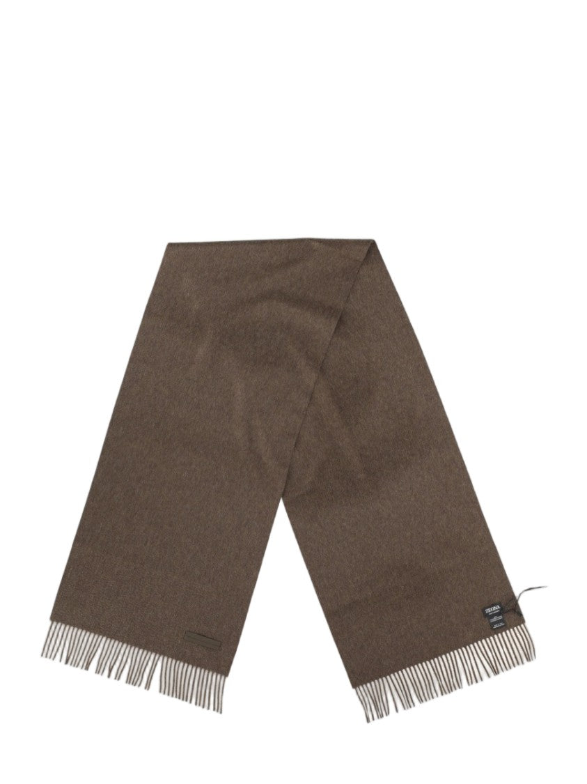 Zegna Grey Finely Woven Fringed Cashmere Scarf