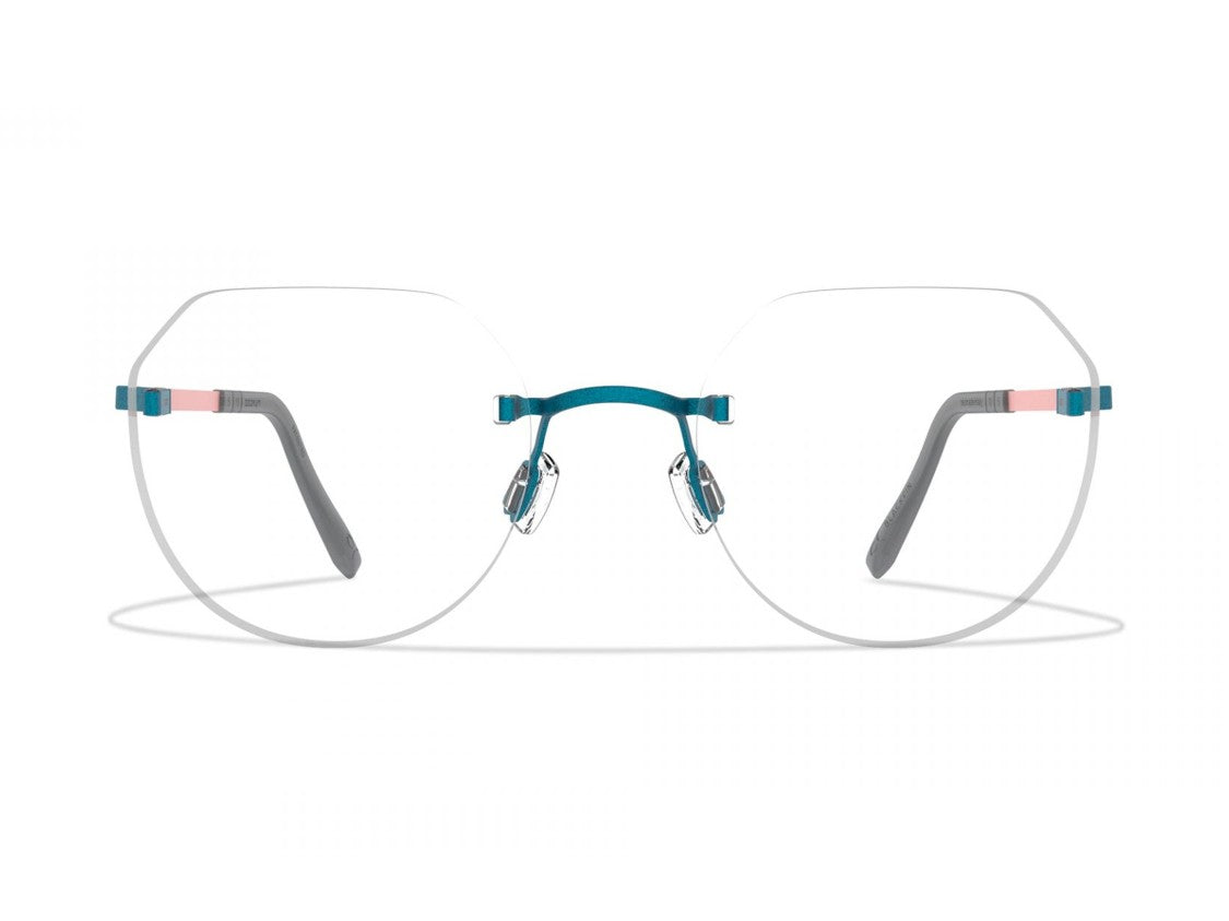 Blackfin Teal Bf941 Titanium Rimless Round Sunglasses