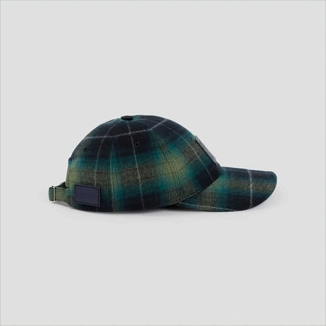 Loewe Plaid Wool Baseball Cap With Embossed Leather Detail