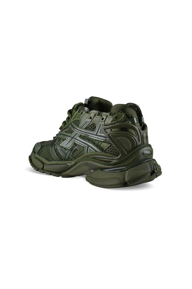 Balenciaga Khaki Green Mesh Nylon Runner Sneakers