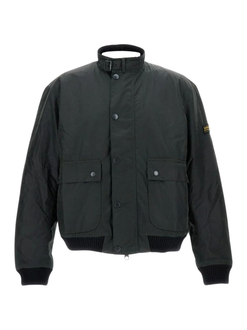 Barbour Cropped Wax Jacket With High Collar And Flap Pockets