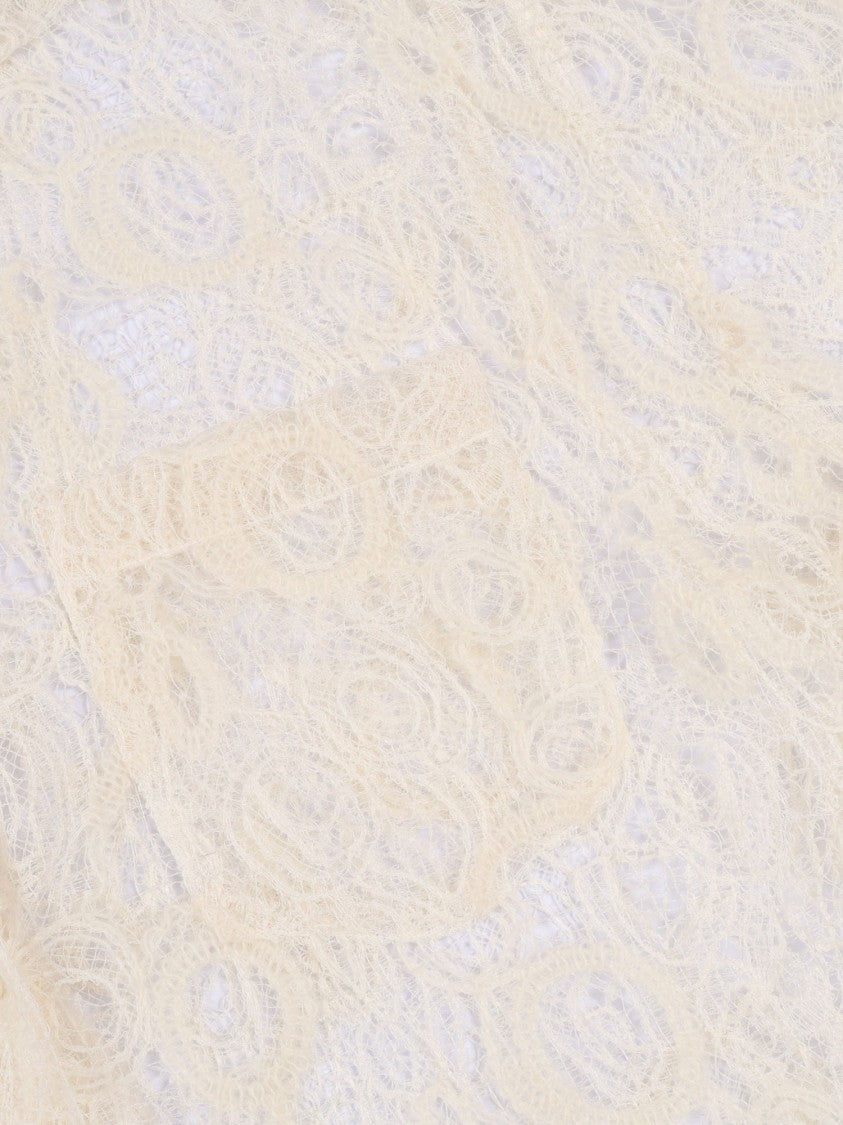 Fabiana Filippi Oversized Short-Sleeve Top With Intricate Macramé Detailing