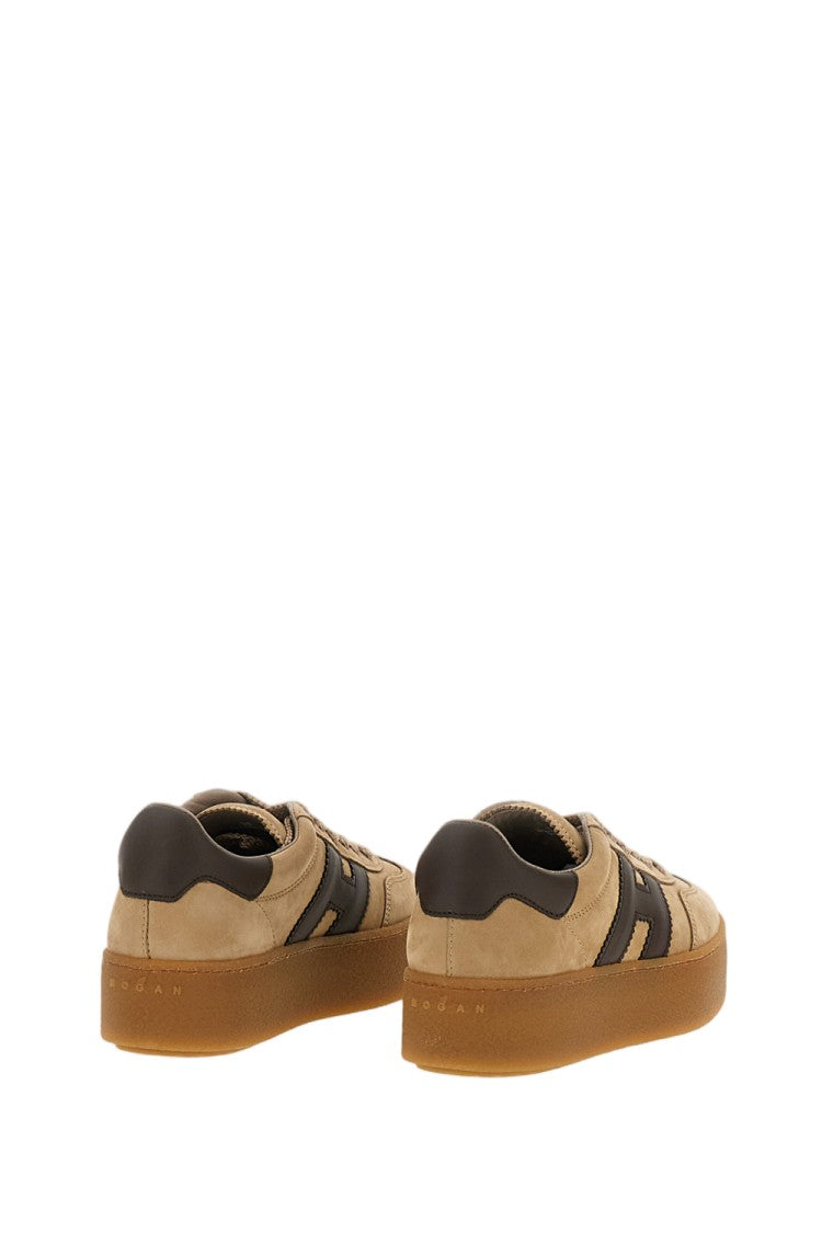 Hogan Beige H681 Allacciato H Suede Platform Sneakers