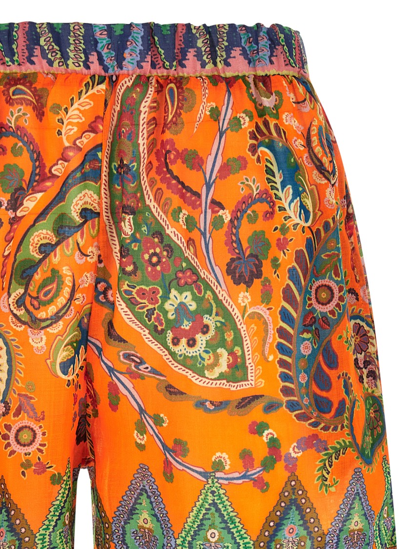 Etro Wide Leg Floral Paisley Ramie Shorts