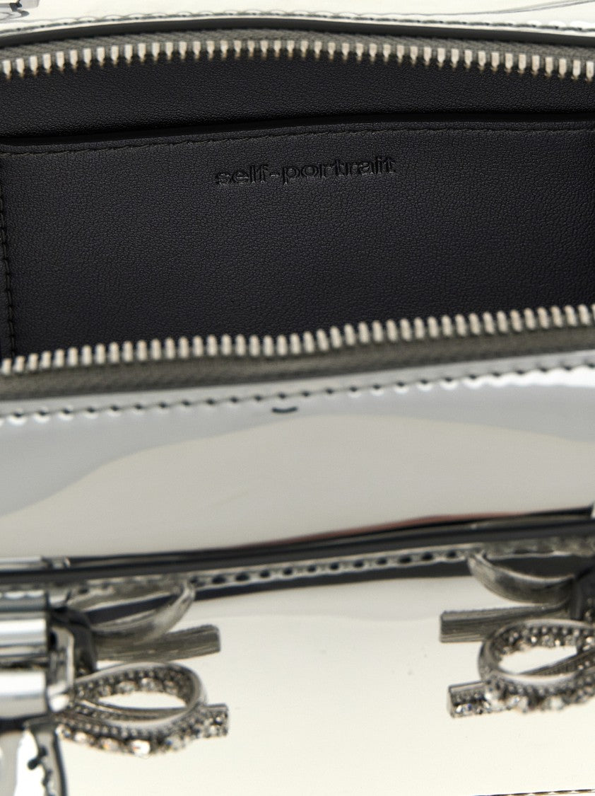 Self-Portrait 'Metallic Silver Leather Mini Tote' Handbag