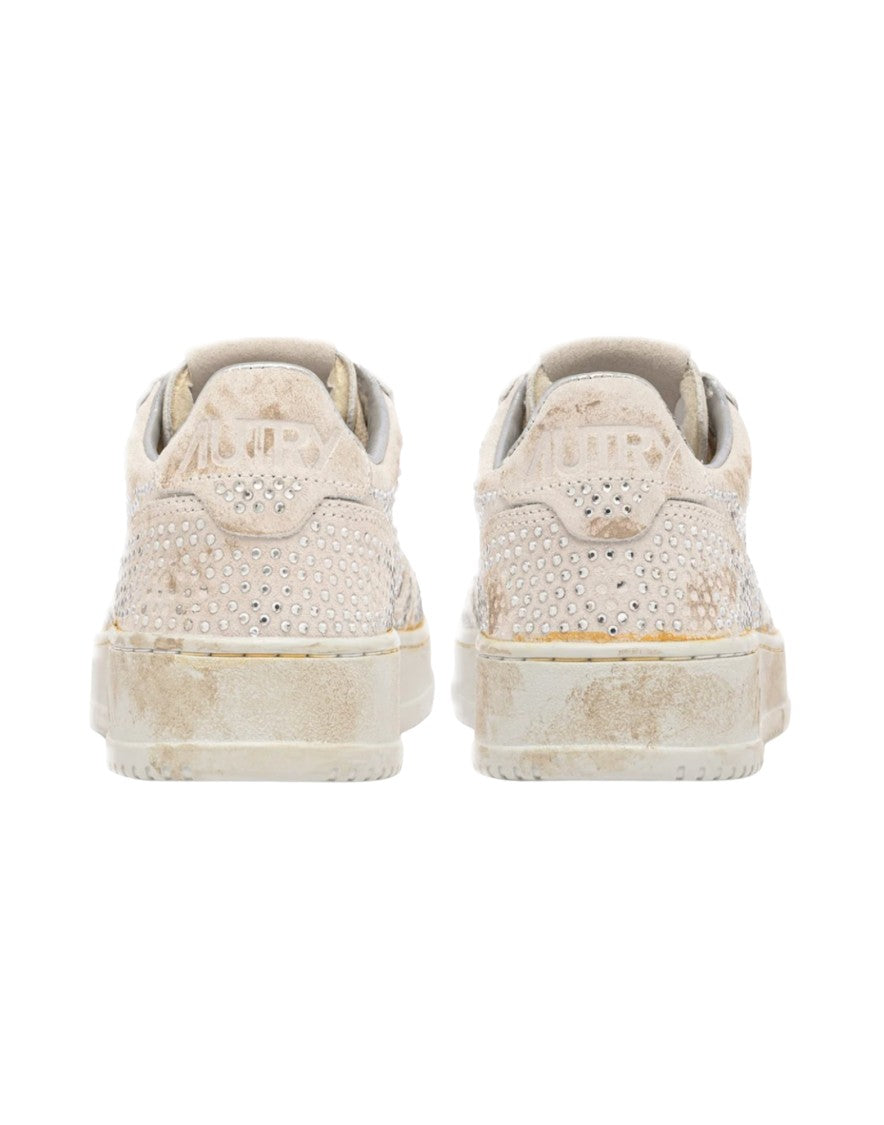 Autry White Suede Micro-Crystal Dallas Sneakers