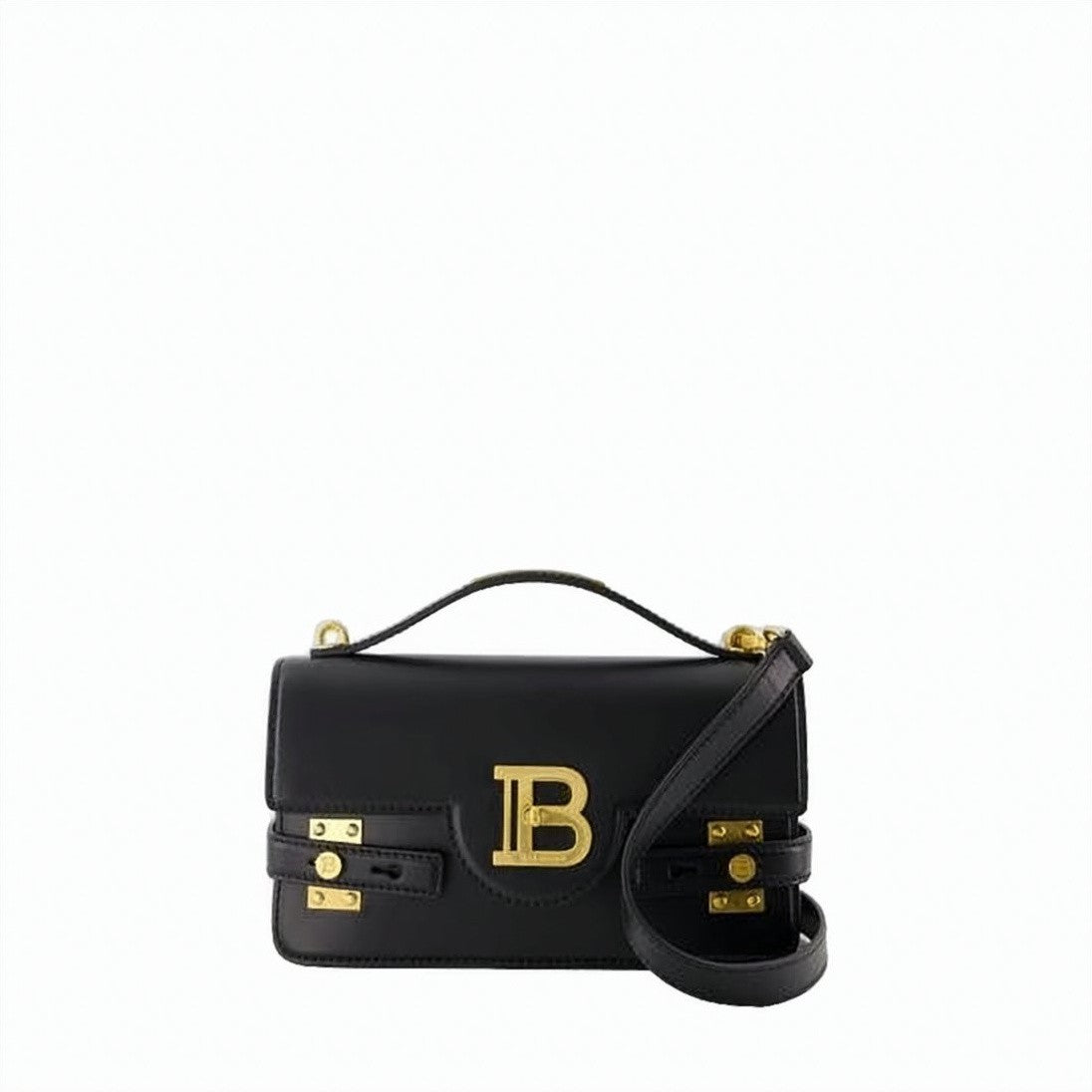 Balmain Structured Calf Leather Shoulder Bag