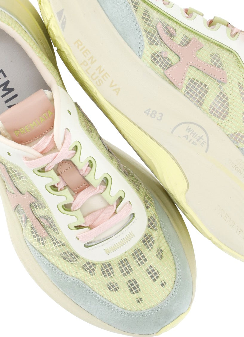 Prmt Green Leather And Tech Fabric Sneakers