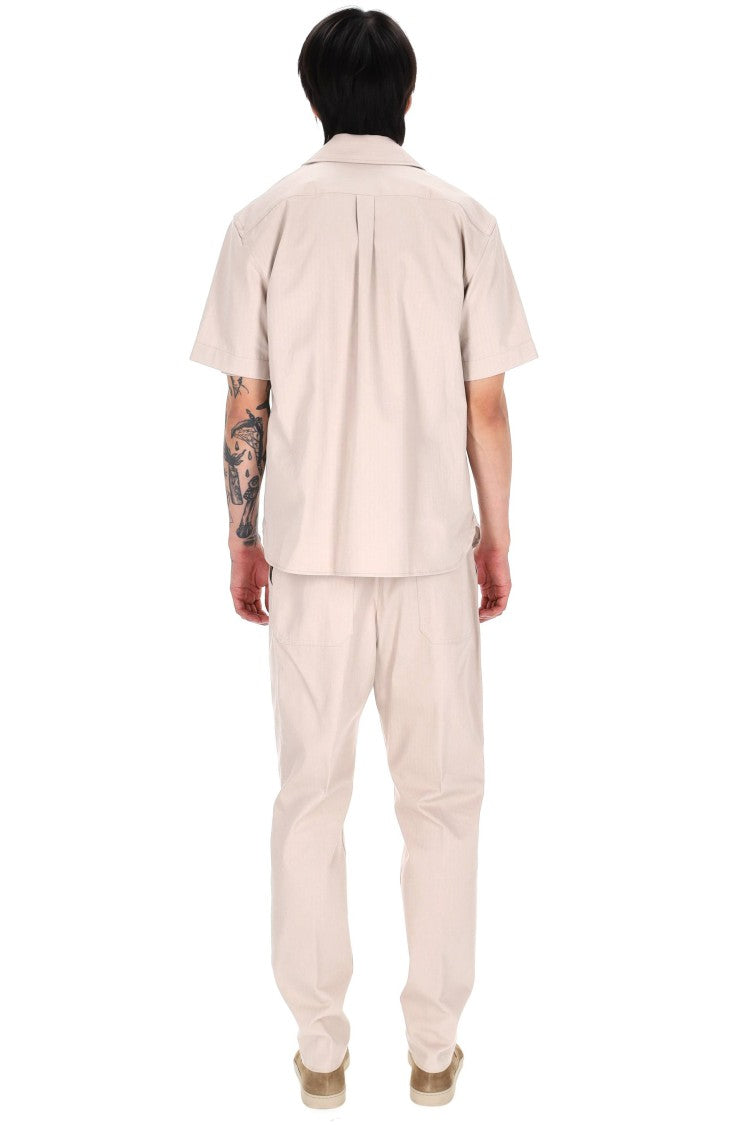 Eleventy Beige Herringbone Cotton Overshirt Shirt