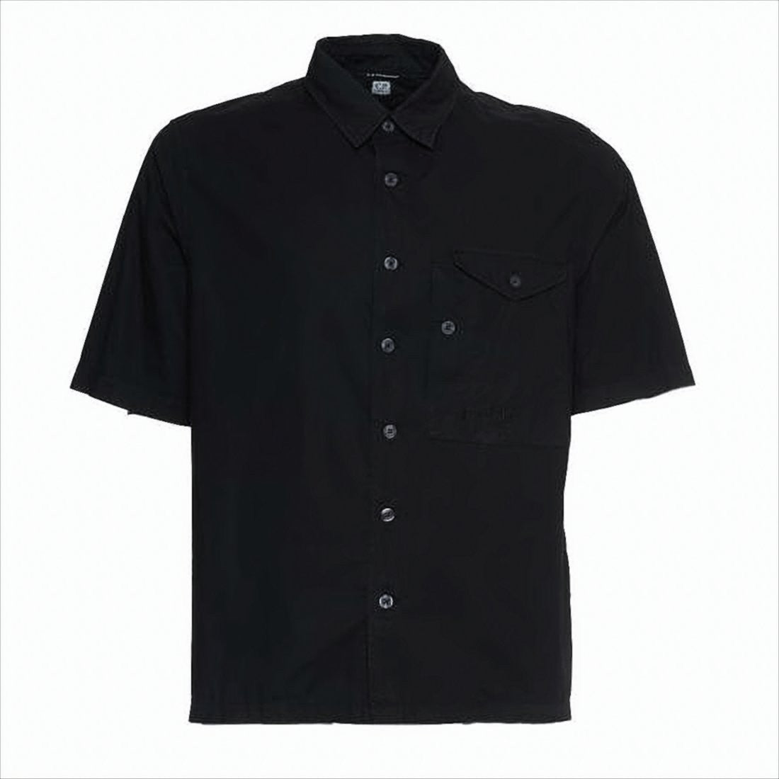 C.P. Company Classic Black Short-Sleeve Button-Down Shirt