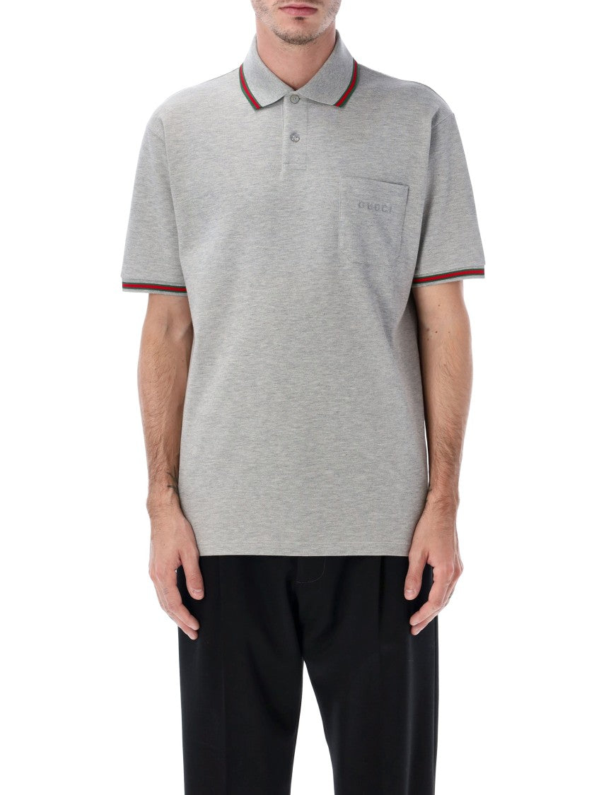 Gucci Grey Mélange Cotton Piquet Polo Shirt