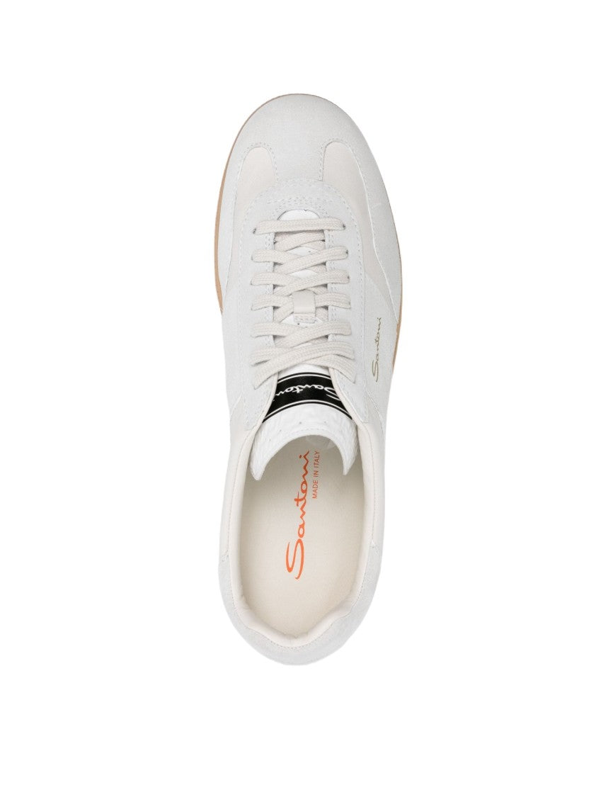 Santoni Minimalist Low-Top Sneakers With Smooth And Suede Panels