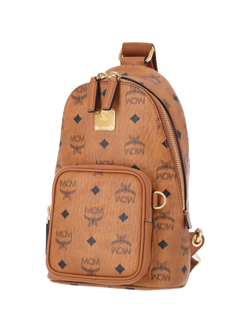 Mcm Brown Aren Visetos Canvas Shoulder Bag