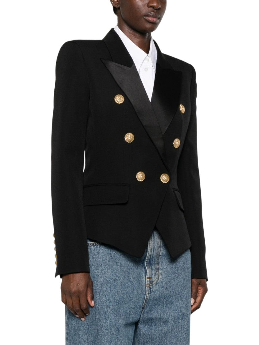 Balmain Black Double-Breasted Gold Buttons Jacket