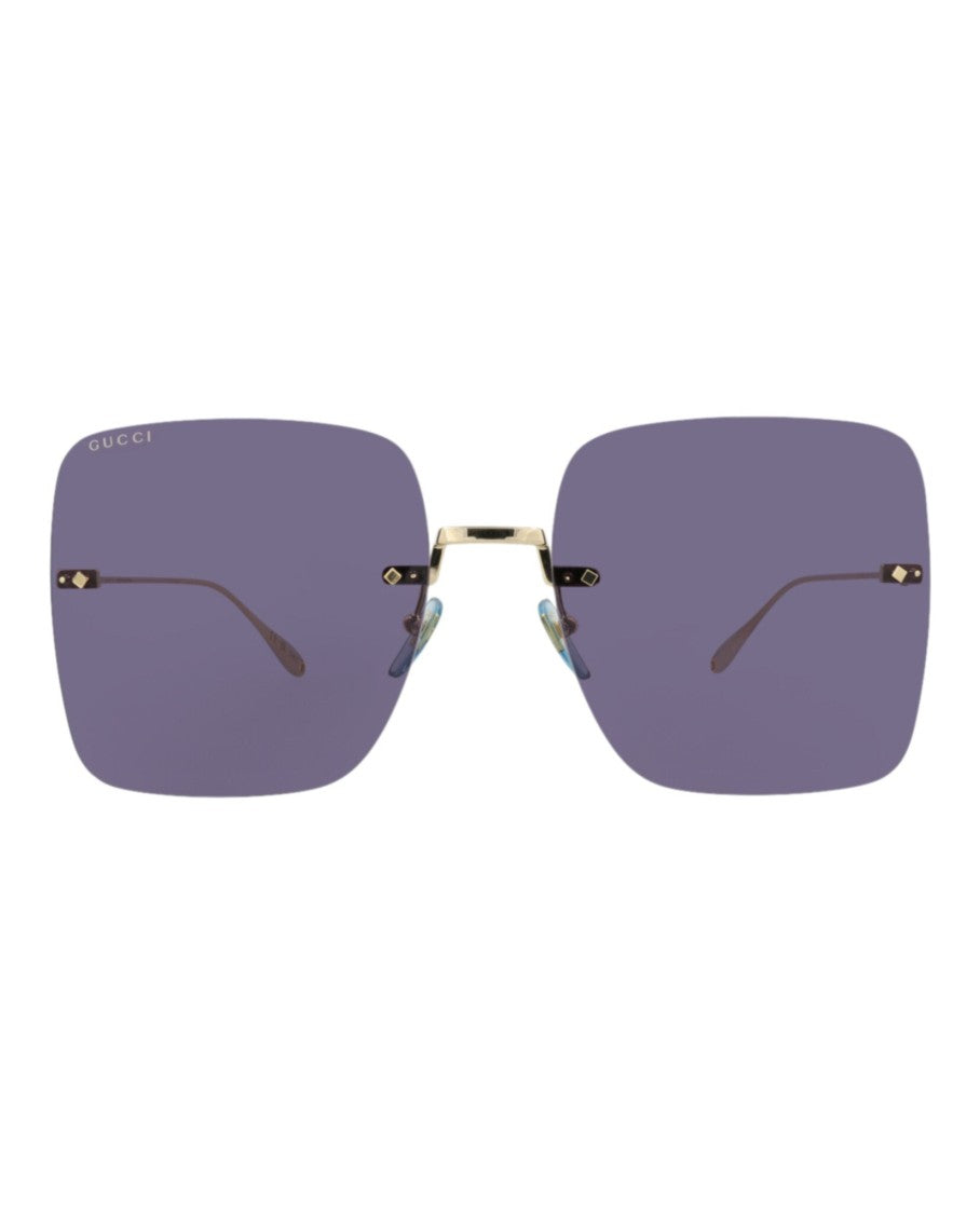 Gucci Square-Frame Metal Sunglasses With Luxurious Velvet Case