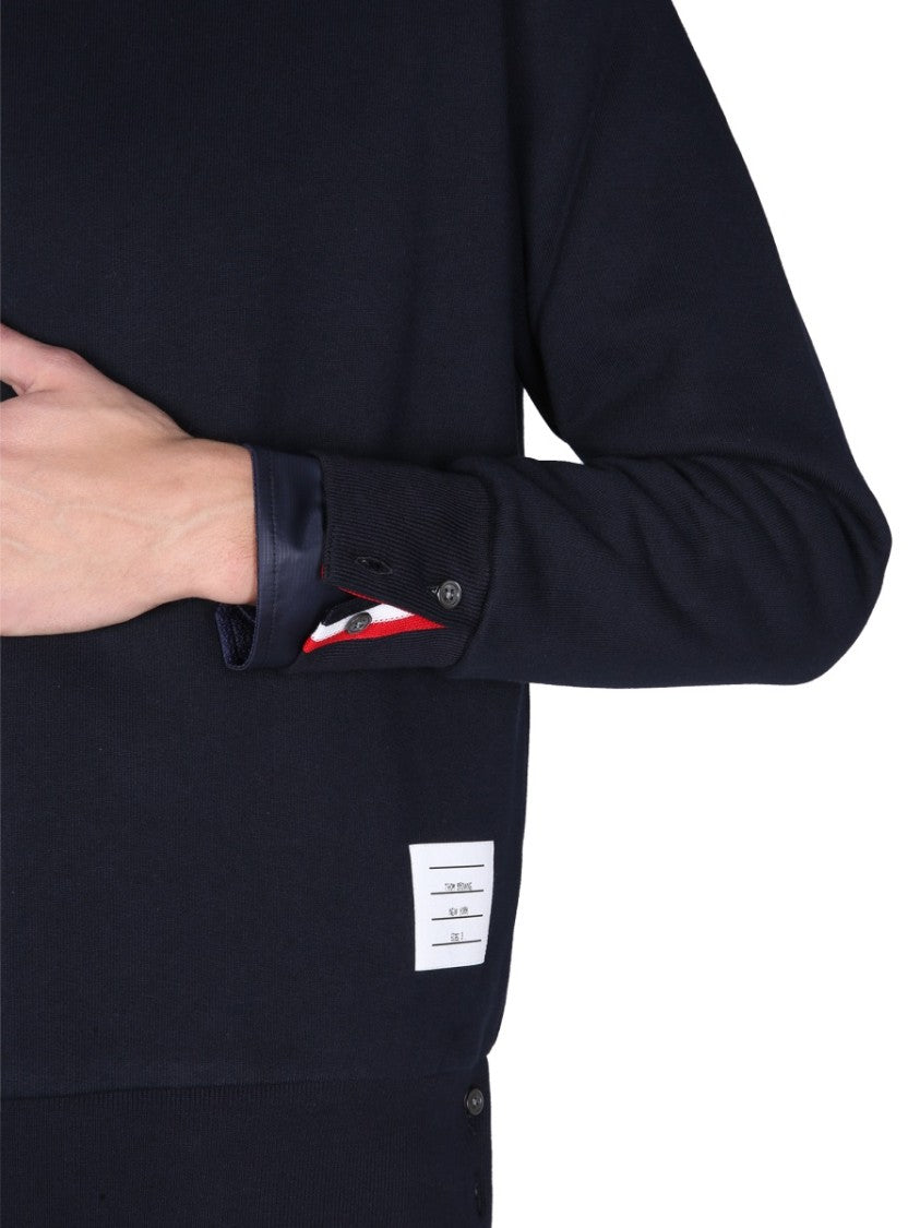 Thom Browne Tricolor Intarsia Design Cotton Sweatshirt