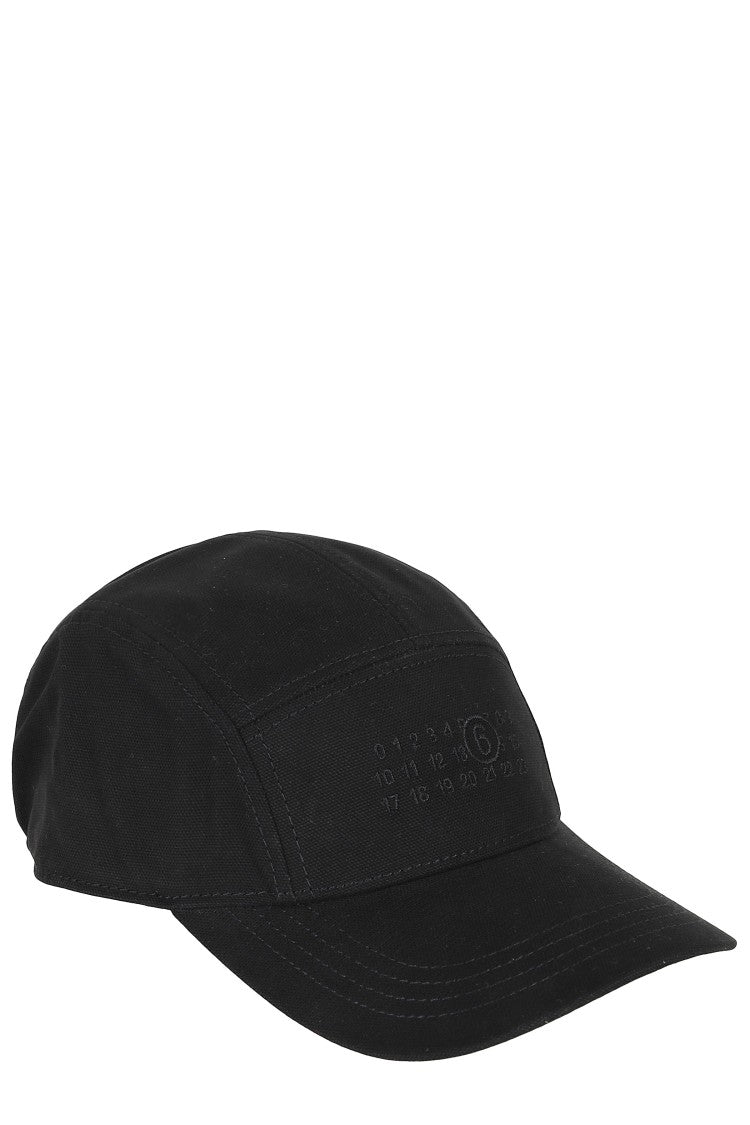 Mm6 By Maison Margiela Black Embroidered-Logo Curved-Visor Cotton Hat