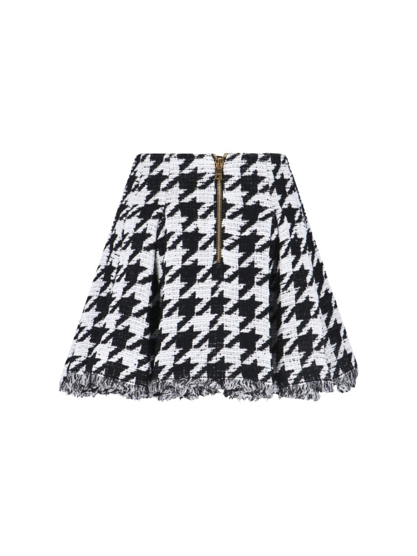 Balmain Houndstooth Mini Skirt Black
