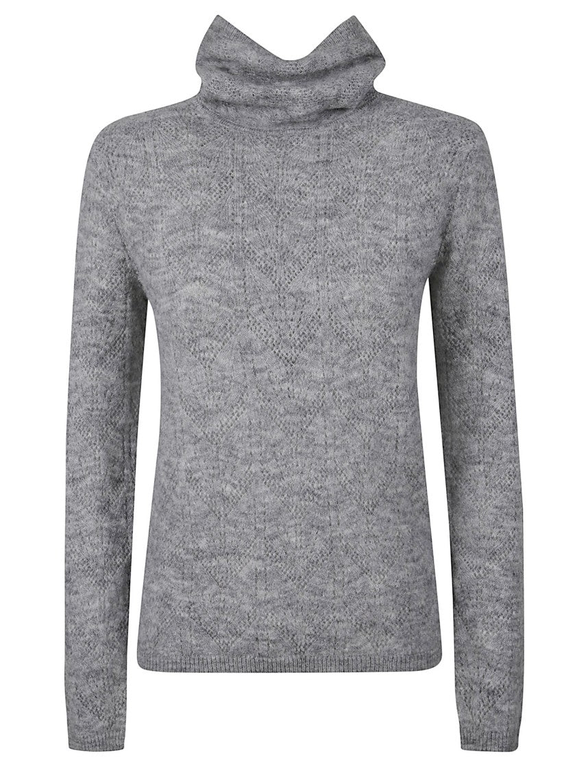 Parosh Textured Grey Knit Sweater With Relaxed Fit