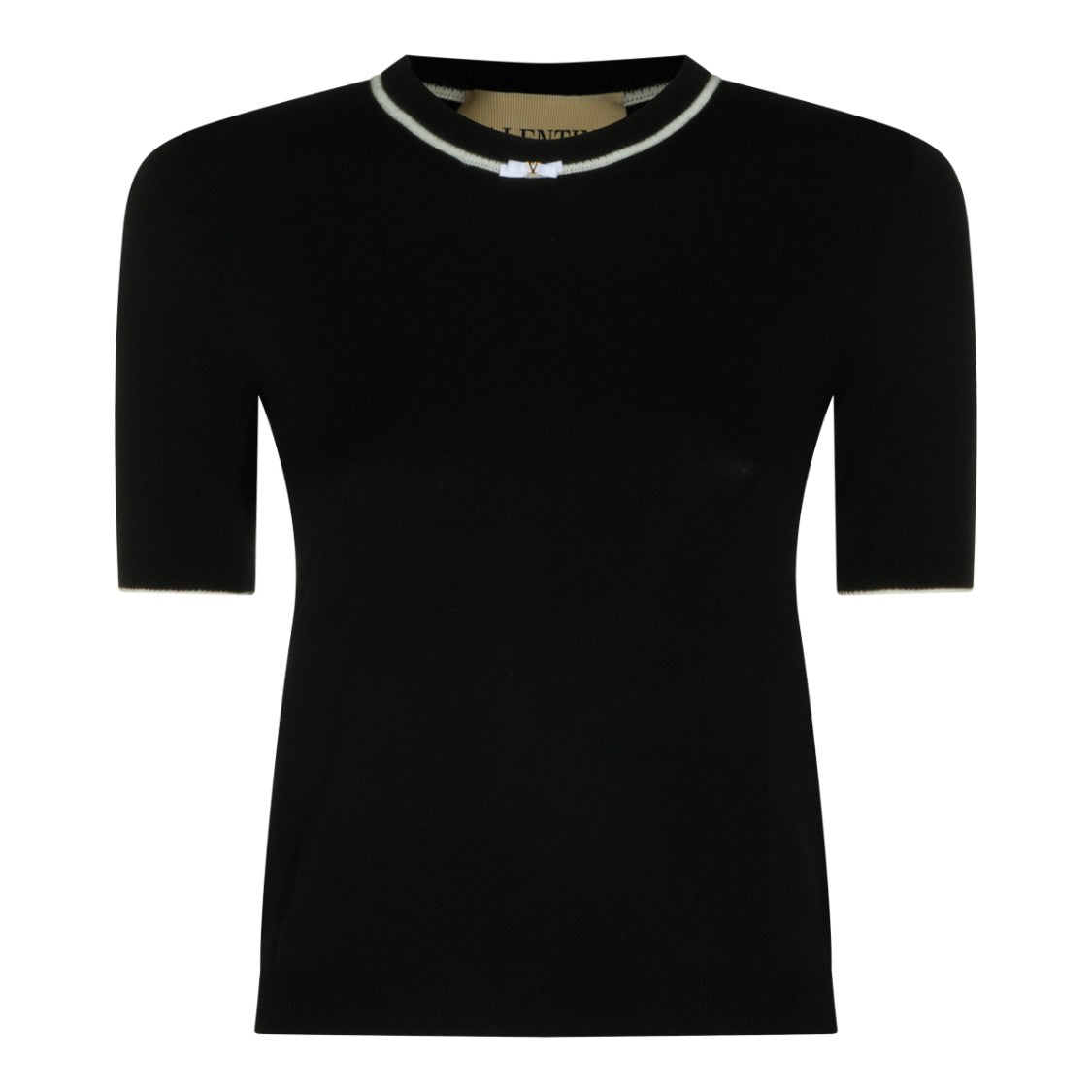 Valentino Black Wool Knit Sweater With Logo Embellishment