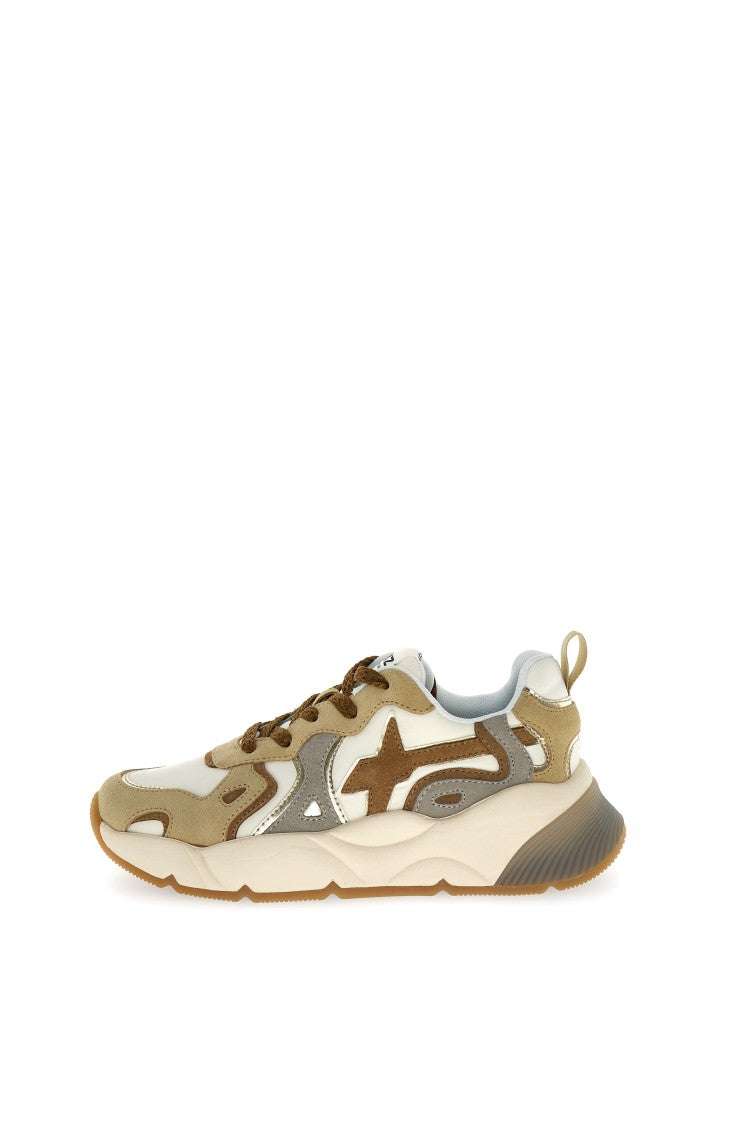 W6yz Brogue-Style Suede Technical Fabric Sneakers