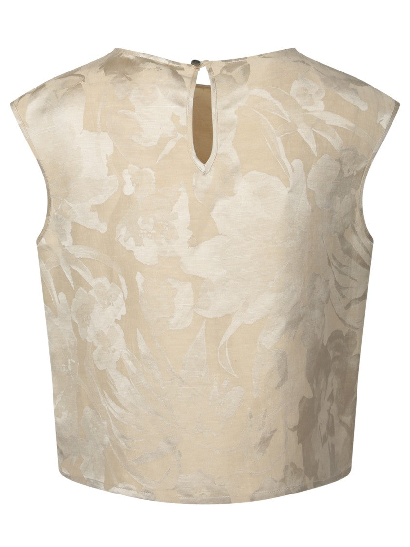 Incotex Floral Jacquard Sleeveless Top