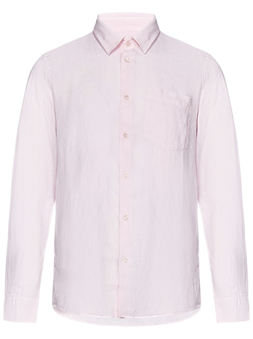 Vilebrequin Pink Linen Shirt With Turtle Embroidery