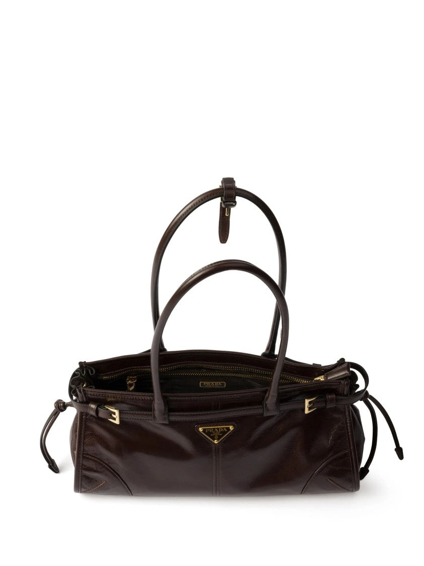 Prada Brown Bonnie Textured Leather Medium Shoulder Bag