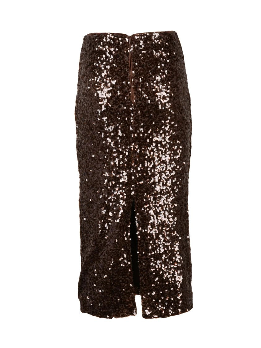 Pennyblack Sequined Midi Skirt With Fitted Silhouette And Back Slit