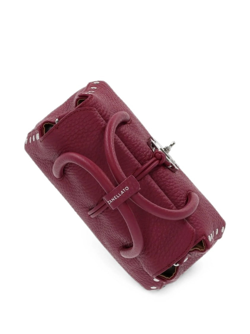 Zanellato Structured Burgundy Leather Handbag With Silver Turn-Lock Closure