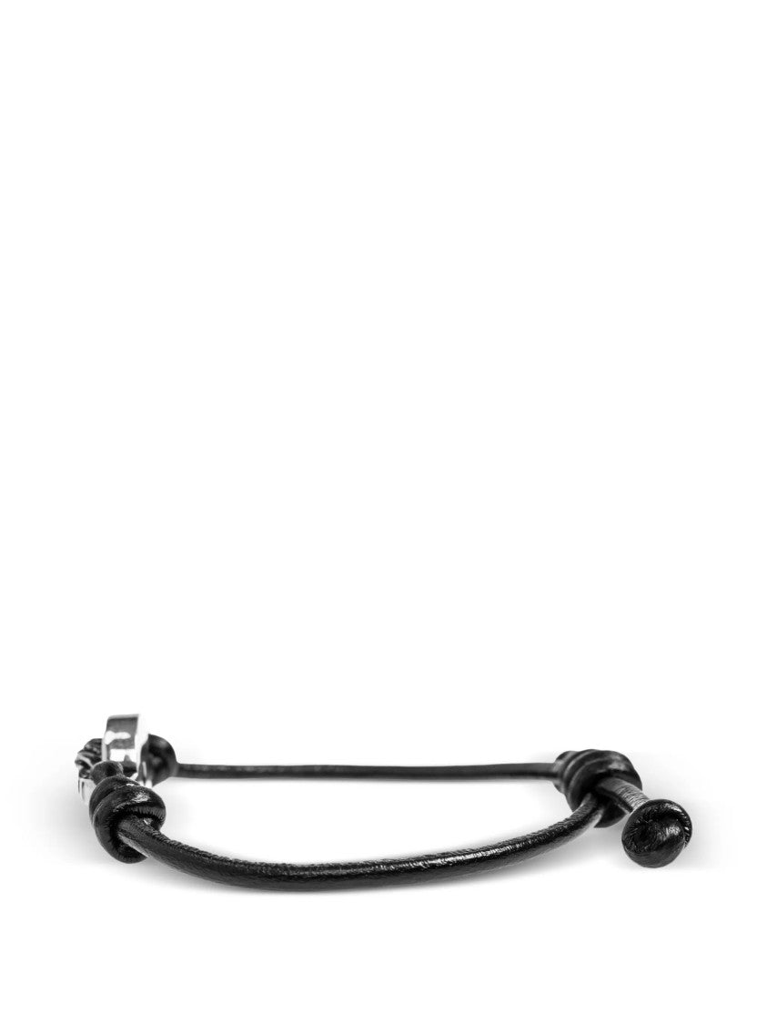 Versace Black Lambskin Leather Bracelet With Medusa Medallion
