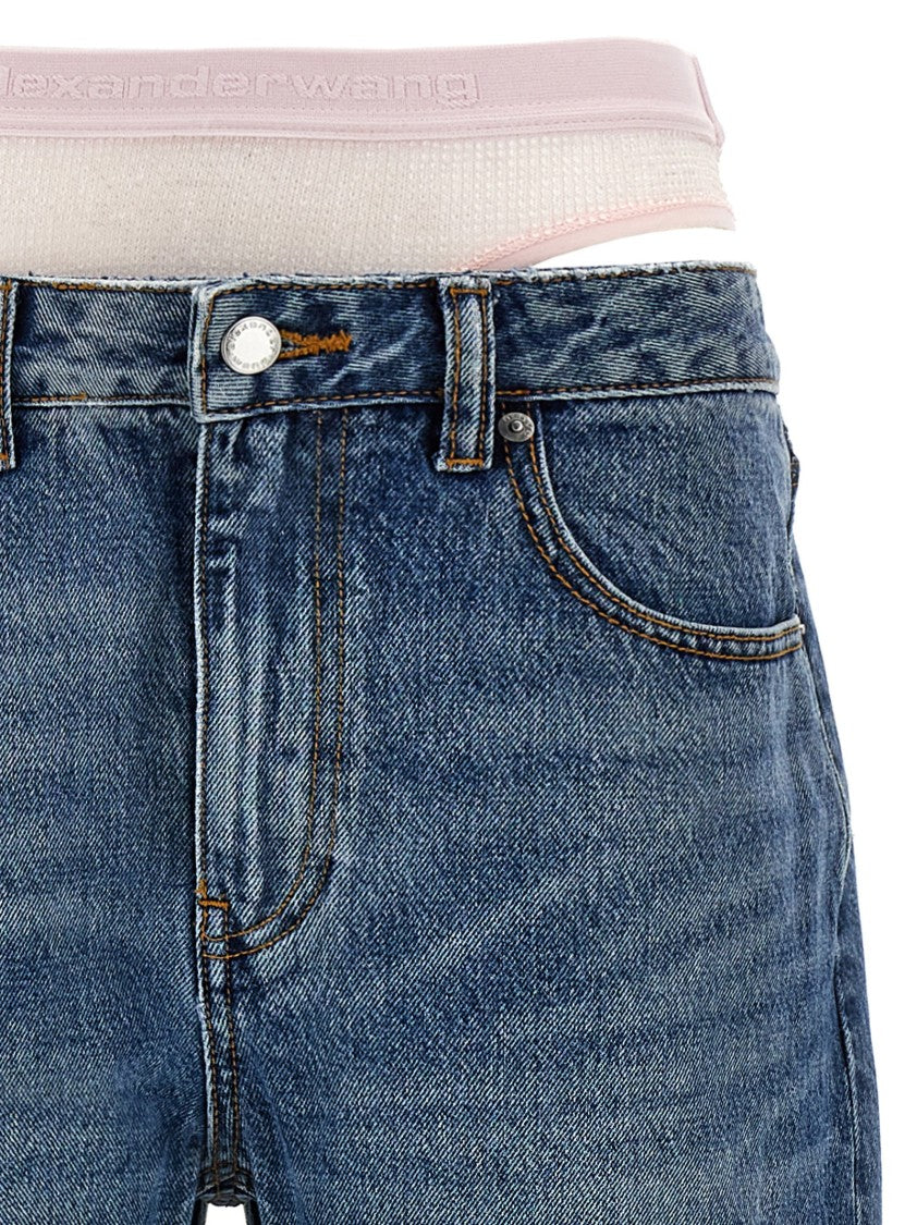 Denim X Alexander Wang Slit Hem Prestyle Hotfix Mesh Undie' Jeans