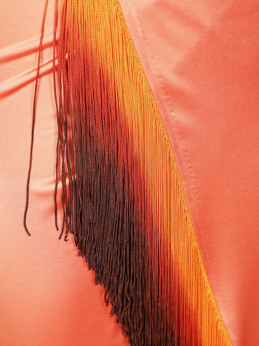 The Andamane Gradient Midi Skirt With Flowing Fringe Detail