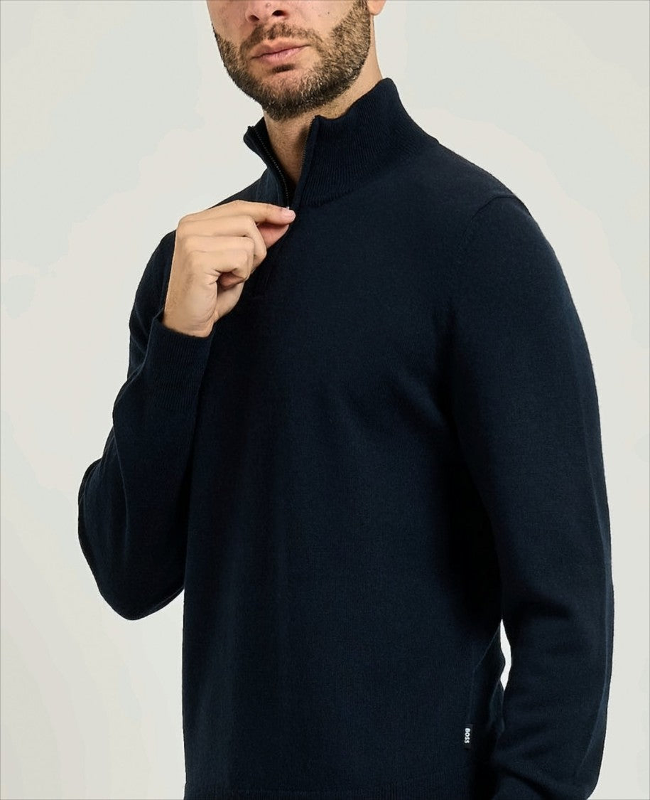 Boss Classic Knit Sweater With Half-Zip Closure