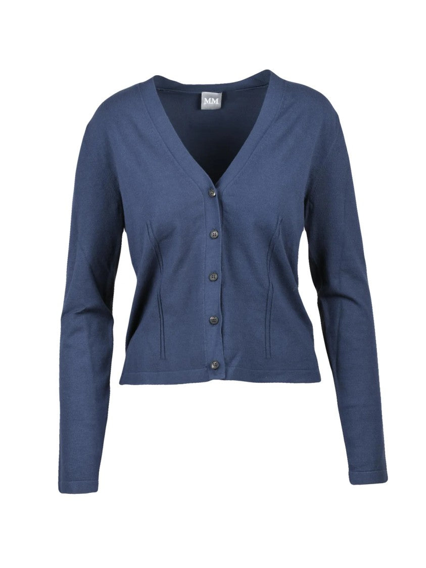 Mm By Max Mara Fluid Fit Cardigan With Deep V-Neckline And Button Front