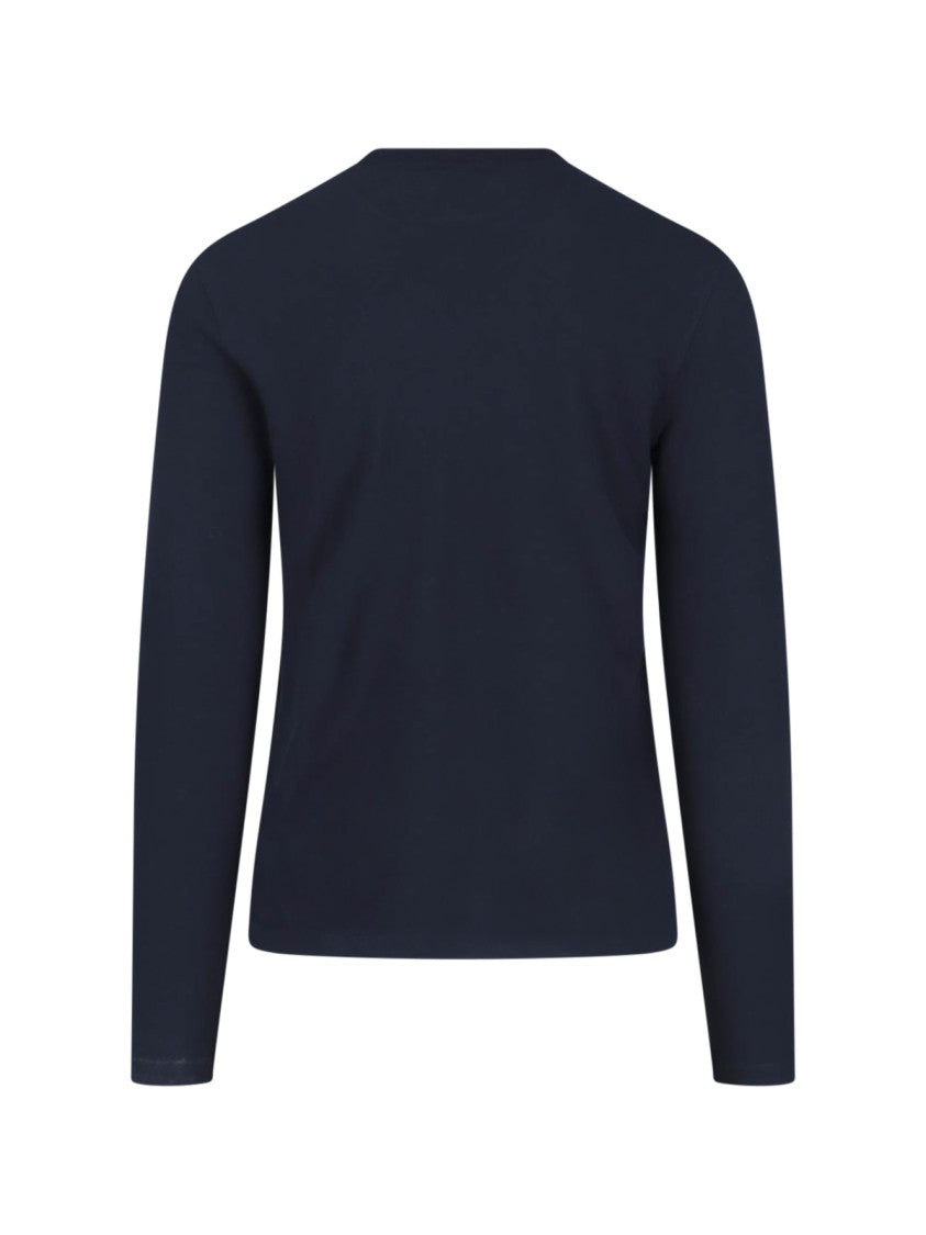 Zanone Navy Cotton Long-Sleeved Crewneck Tee