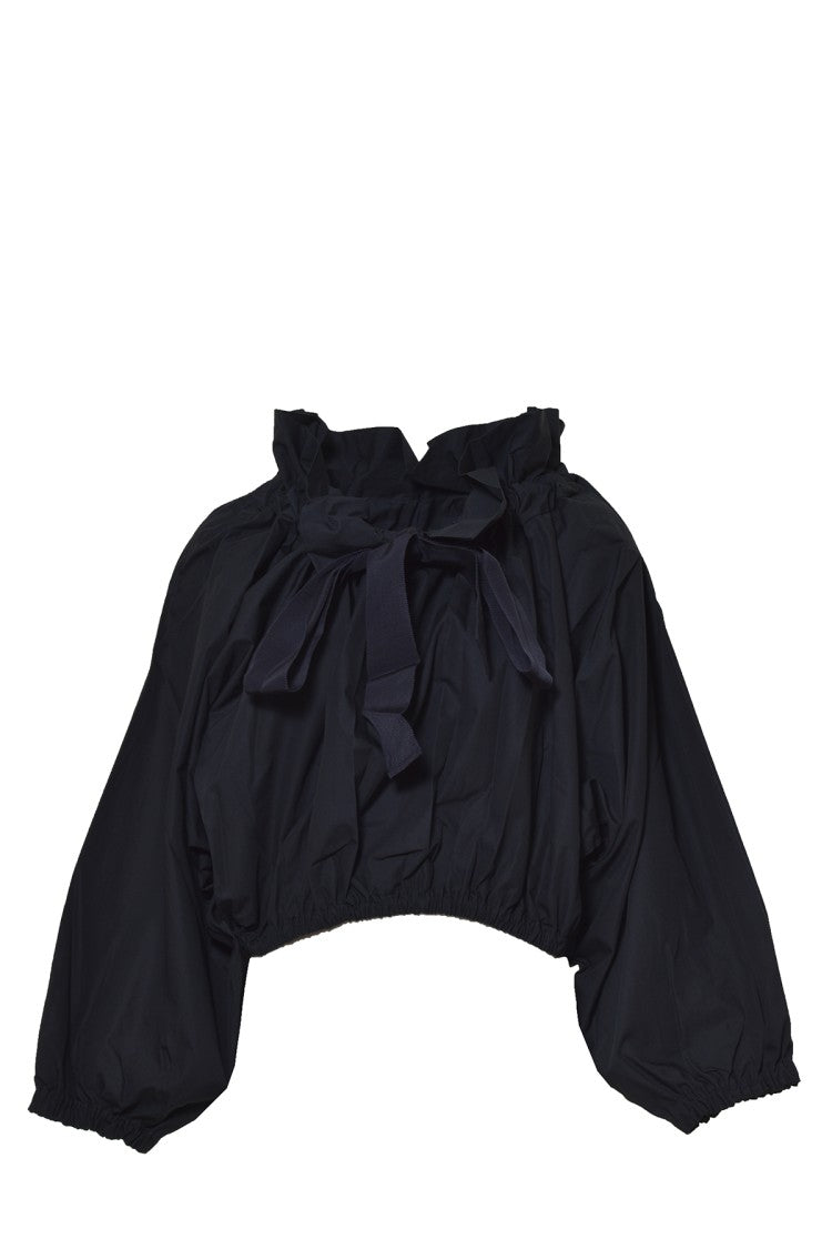 Patou Black Nylon Blouse With Balloon Sleeves