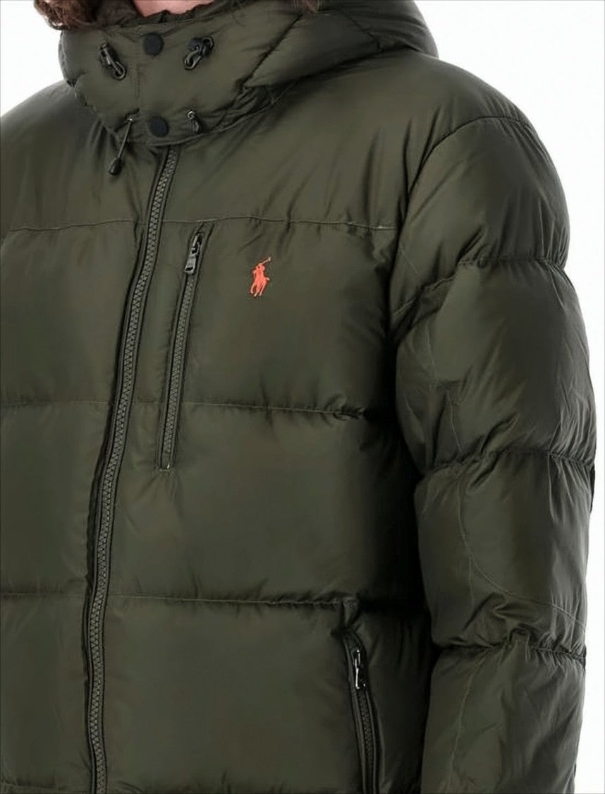 Polo Ralph Lauren Quilted Green Padded Jacket With Adjustable Hood And Zippered Pockets